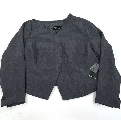 NWT Eloquii Gray Cropped Open Front Stretch Blazer Jacket Women's 22