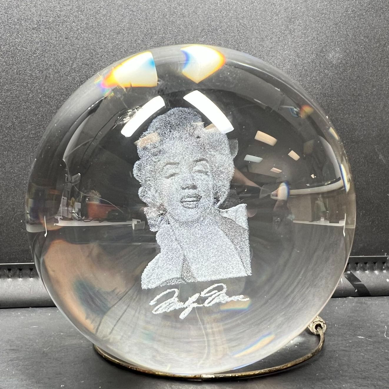 Marilyn Monroe Crystal Sphere 3" 3D Laser Engraved Etched