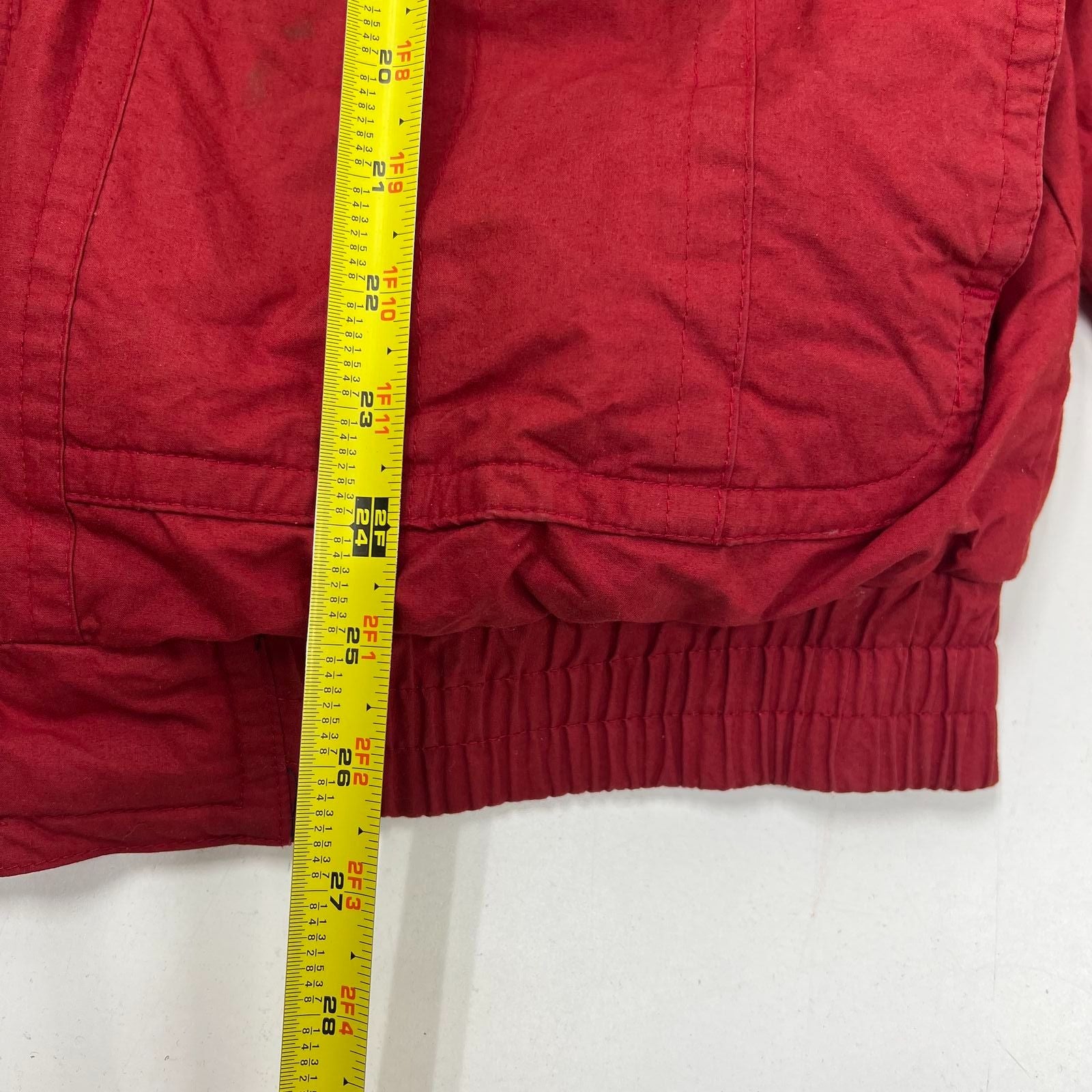 Vintage 90s Forest Club Red Down Feather Puffer Bomber Jacket Coat Men's L