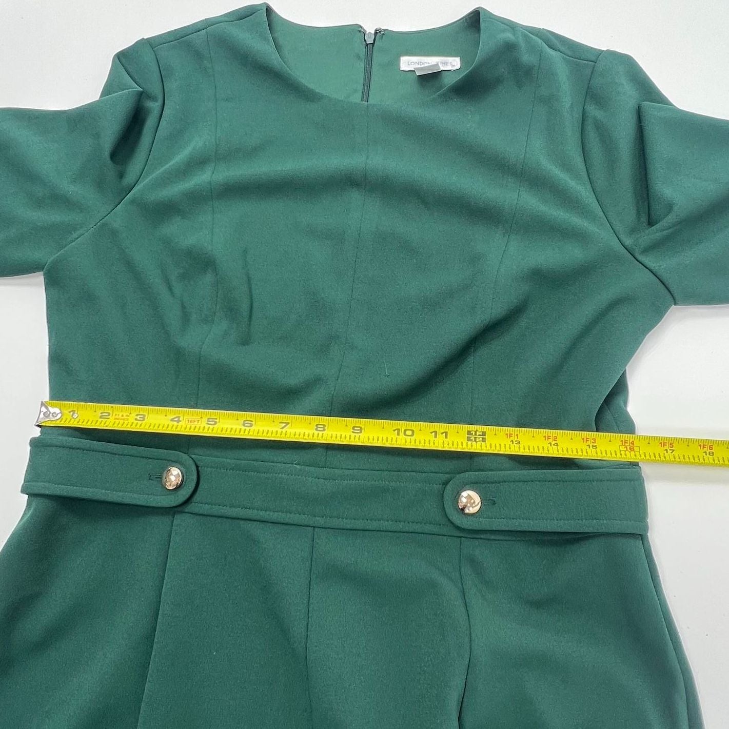 NWT London Times Emerald Green Fit & Flare Knee Length Dress Women's 12