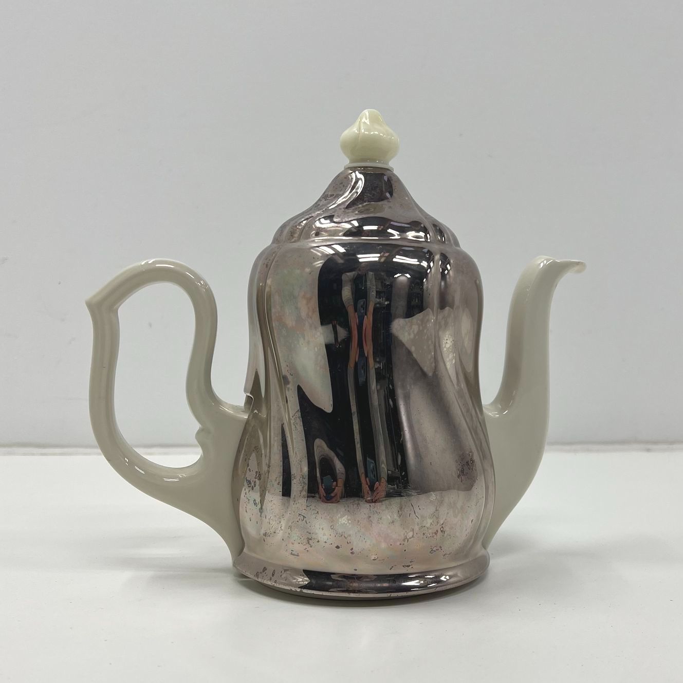 Vintage Porcelain Teapot with Insulated Silverplated Metal Cover