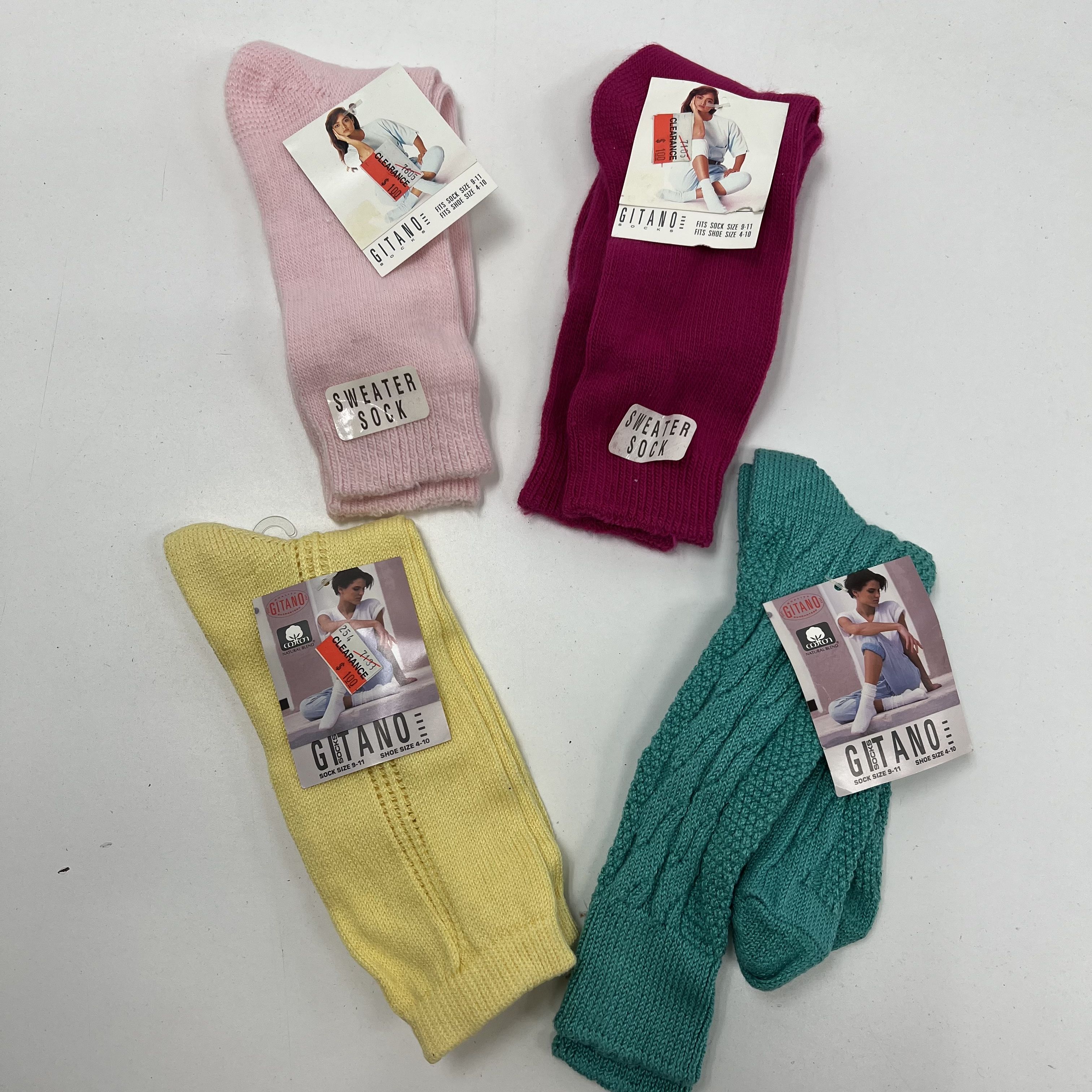 NWT Gitano Socks Vintage Deadstock Sweater Slouch Socks Women's 9-11 4 Pairs