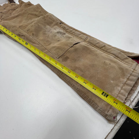 Carhartt Brown Quilt Lined Double Front Distressed Bib Overalls Kids Youth 26W