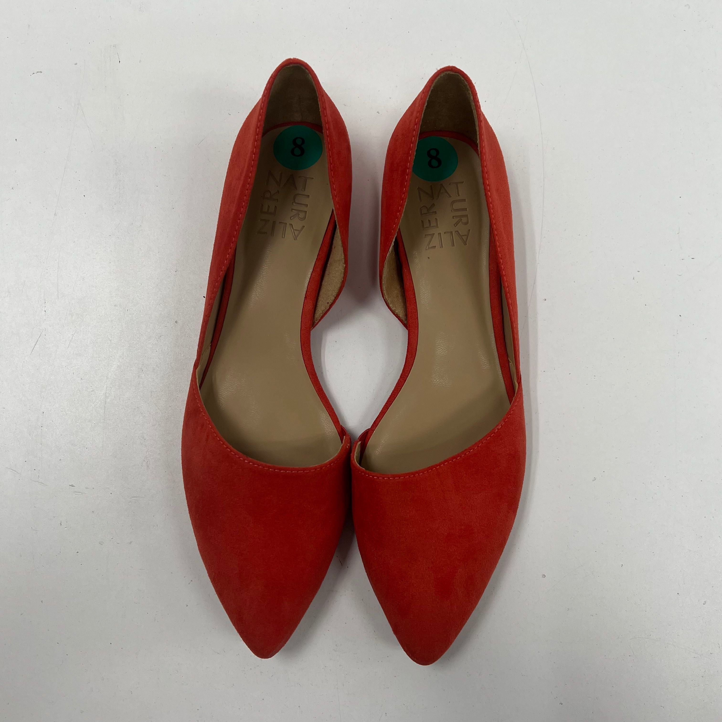 Naturalizer Tennessee Mango Orange Suede D'Orsay Pointed Toe Flats NIB Size 8M