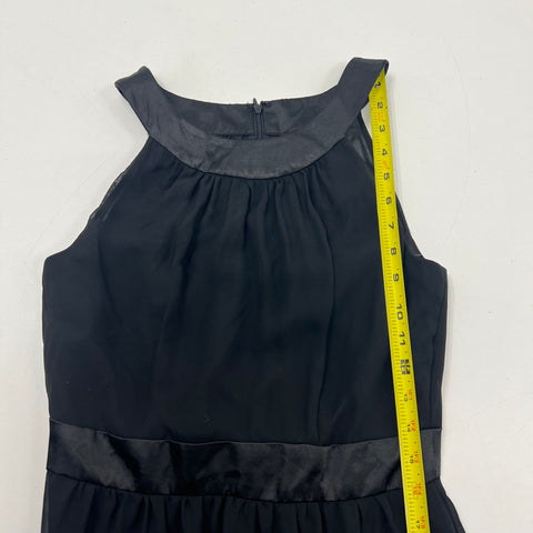 White House Black Market Black Satin Trim Halter Cocktail Dress Women's 4 NWT