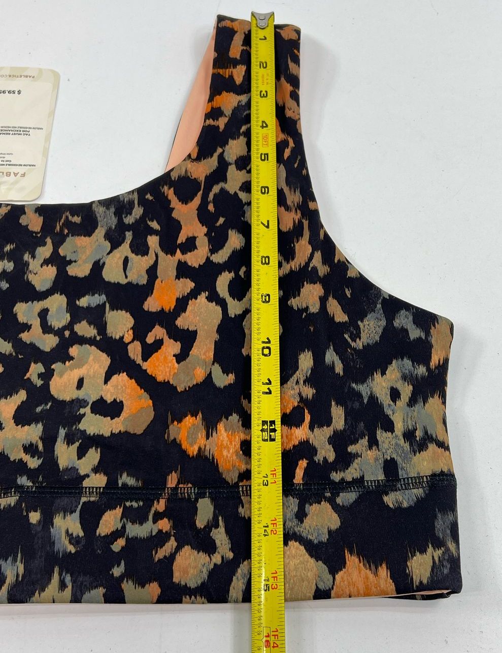 NWT Women's Fabletics Reversible Peach & Leopard Print Sports Bra - Size 2XL
