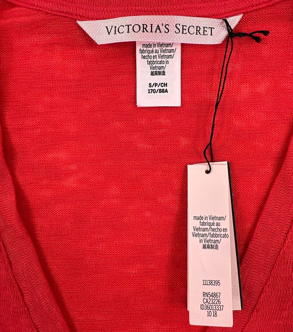 NWT Women's Victoria's Secret Red Plaid Pajama Shorts Long Sleeve Set Size Small