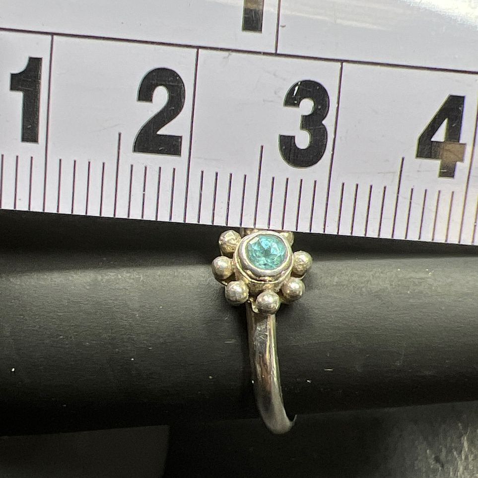925 Sterling Silver Dainty Blue Spinel Flower Ring Size 6.25