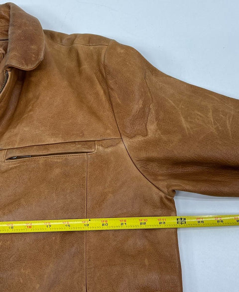 M Julian Wilsons Tan Brown Distressed Leather Thinsulate Lined Jacket Men's L