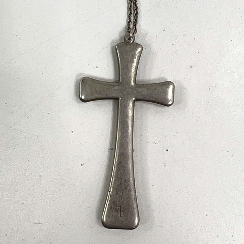 Vintage Ayala Bar Signed Cross Pendant Necklace Mixed Media Israeli Art Jewelry
