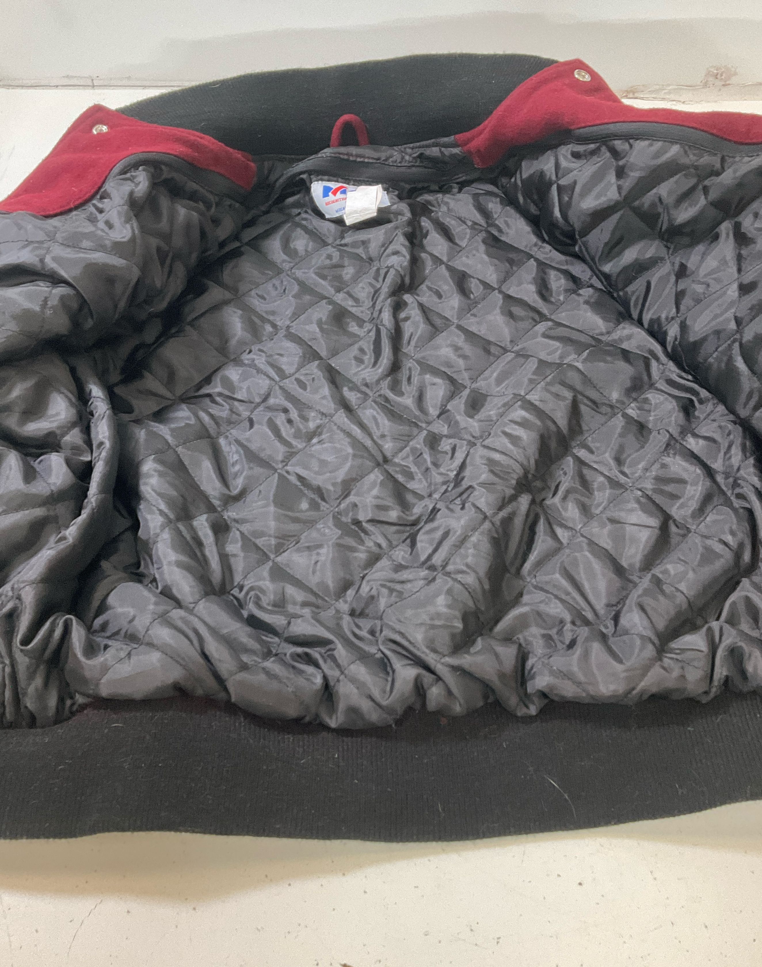 Meca Men's Maroon & Gray Wool Leather Letterman Jacket Size Large