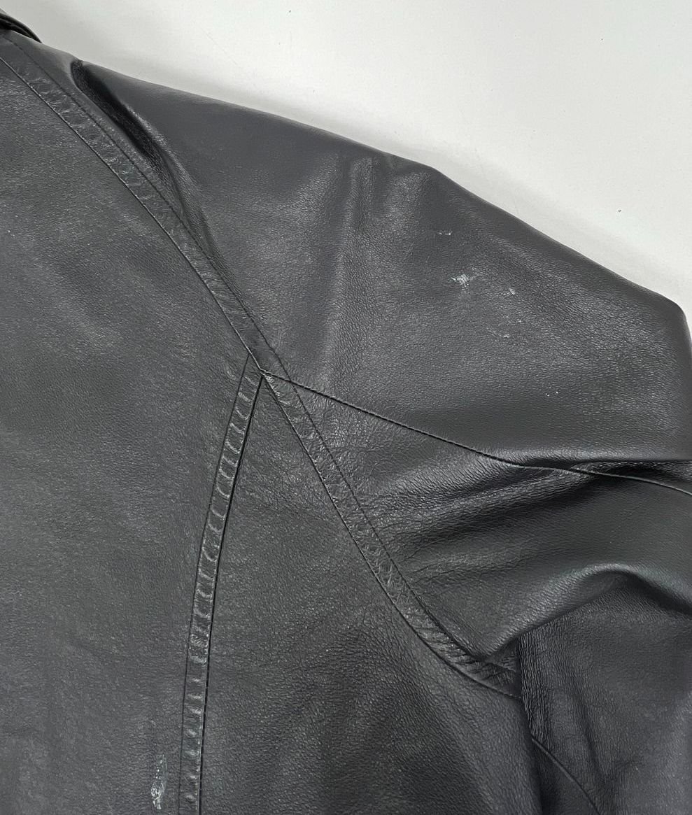 Phase Two Black Leather Full Zip Field Jacket Coat Men's Size XL