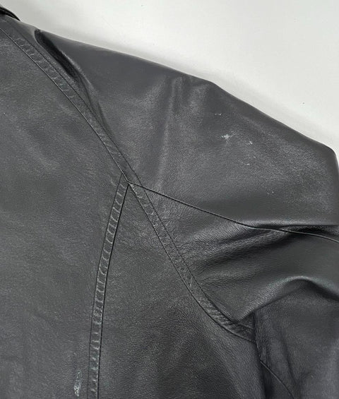 Phase Two Black Leather Full Zip Field Jacket Coat Men's Size XL