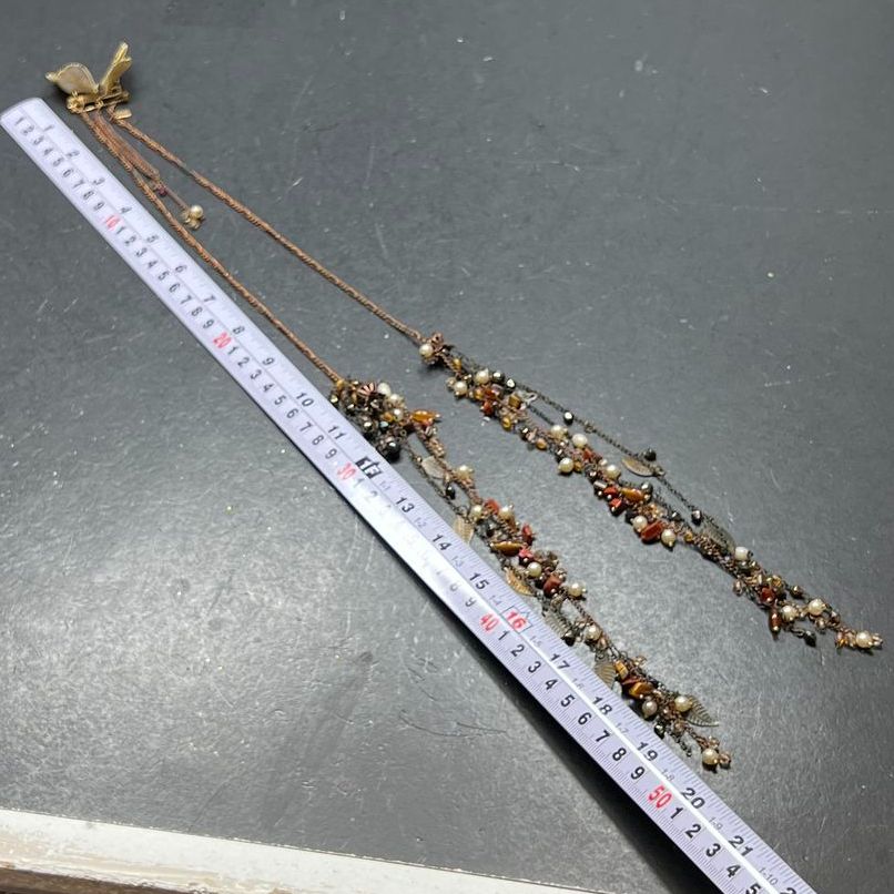 Y2K Vintage Eclissi Ever Autumn Butterfly Collar Pin Necklace Tiger's Eye