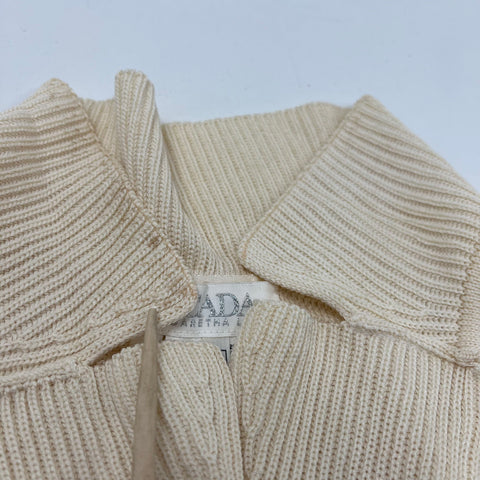 Vintage 90s Escada Margaretha Ley Cream Wool Ribbed Cardigan Sweater Womens 40