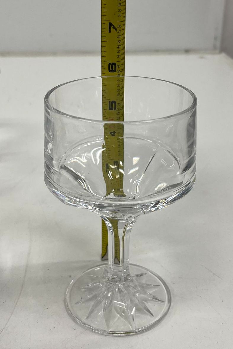 Fostoria Vintage Paneled Crystal Water Goblets 9 Piece Set Starburst Foot