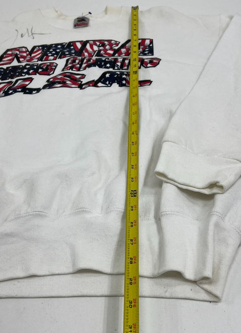 Vintage 90s Fruit of the Loom NHRA Drag Racing Signed Sweatshirt USA Made Mens L