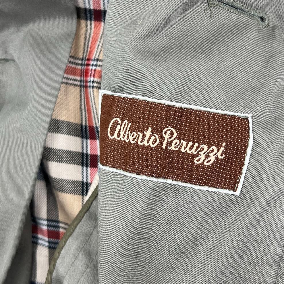 Vintage Alberto Peruzzi Plaid Lined Trench Coat Overcoat Men's L 50