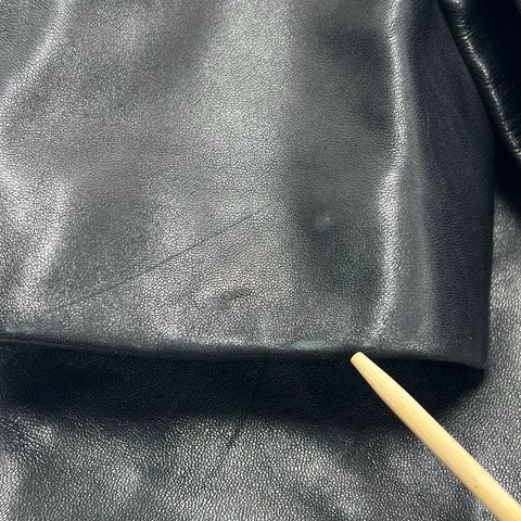 Anne Klein Black Leather Faux Fur Lined Full Zip Jacket Coat Women's L