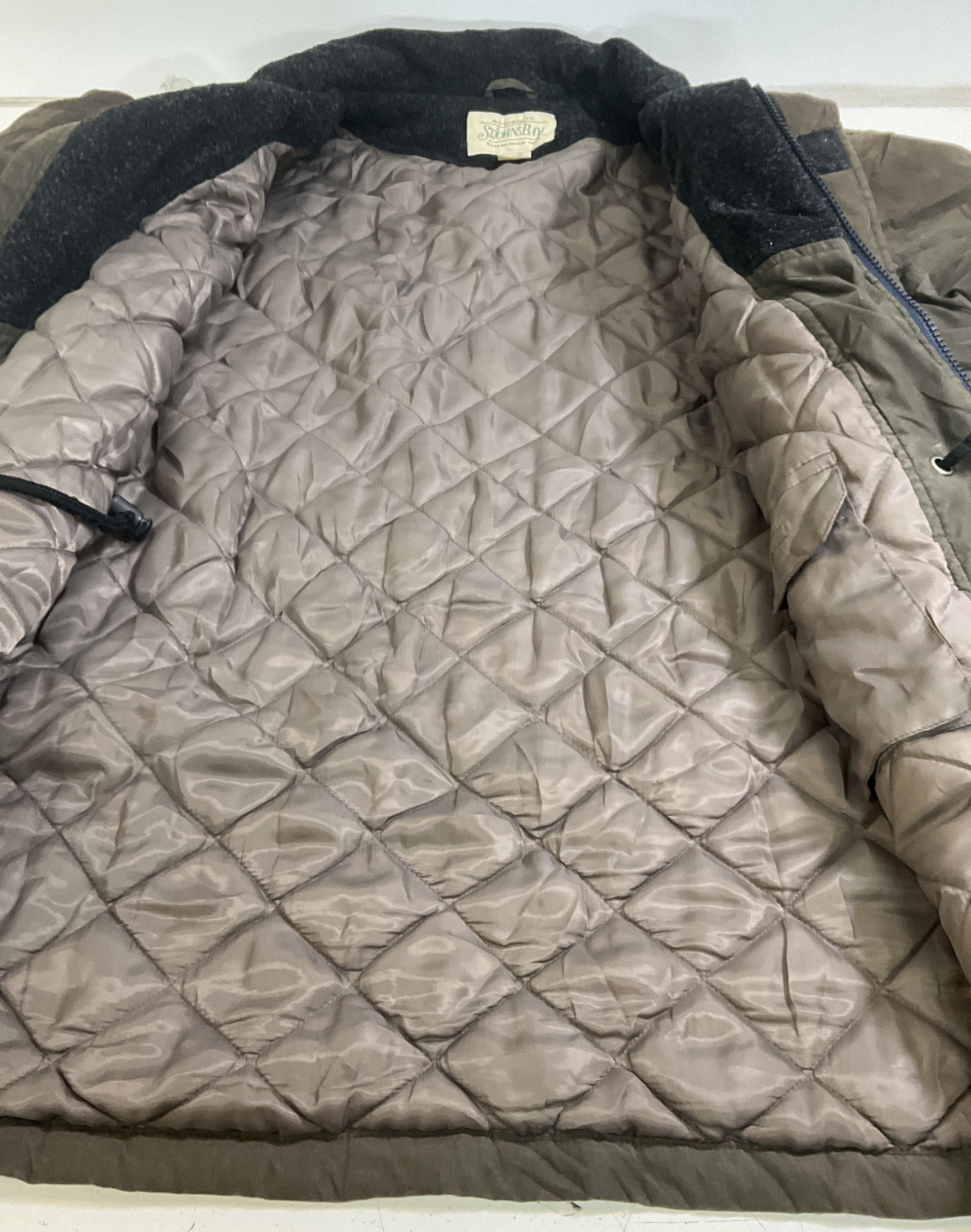 St Johns Bay Brown Quilted Lined Workwear Barn Jacket Coat Men's L