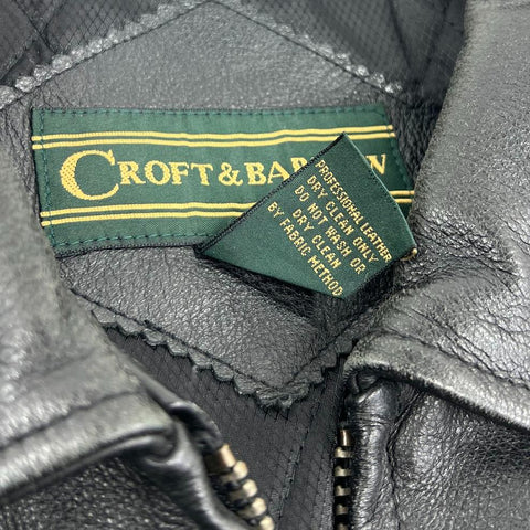 Vintage 90s Croft & Barrow Genuine Leather Bomber Jacket Quilted Lined Sz XL