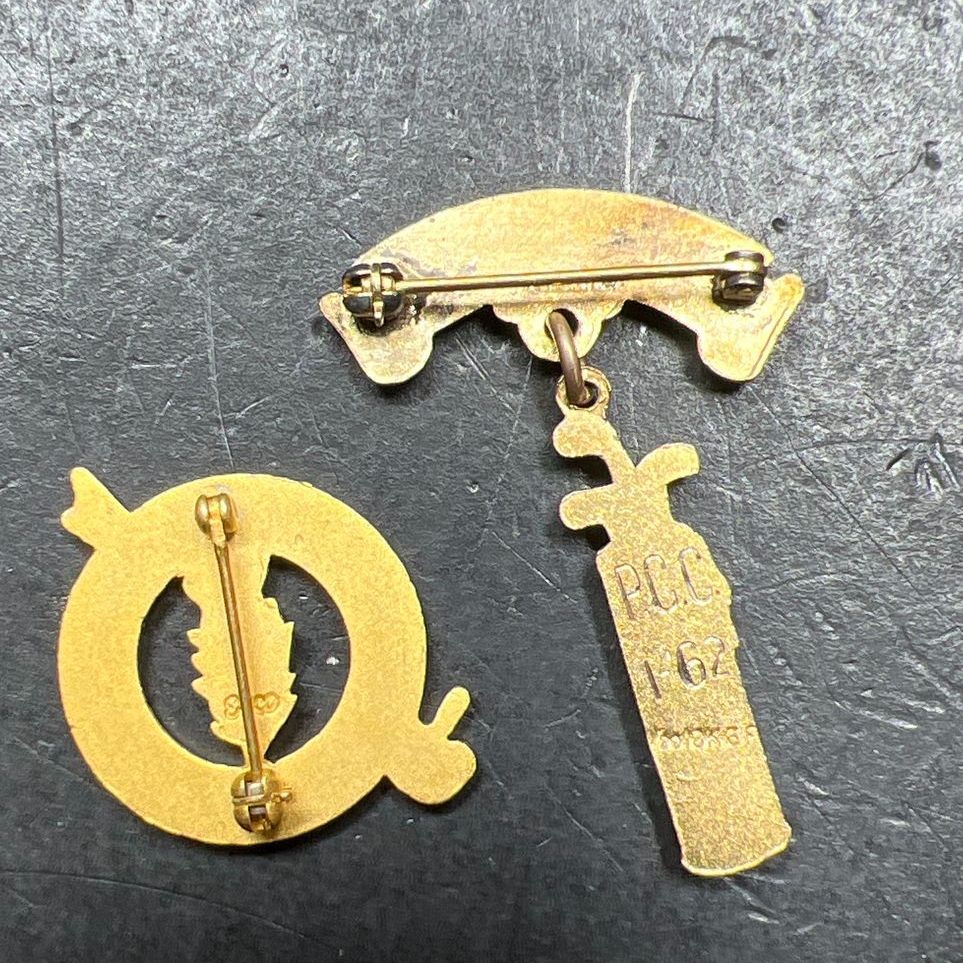 Vintage Womens Western Golf Association Gold Filled & Sterling Silver Pins