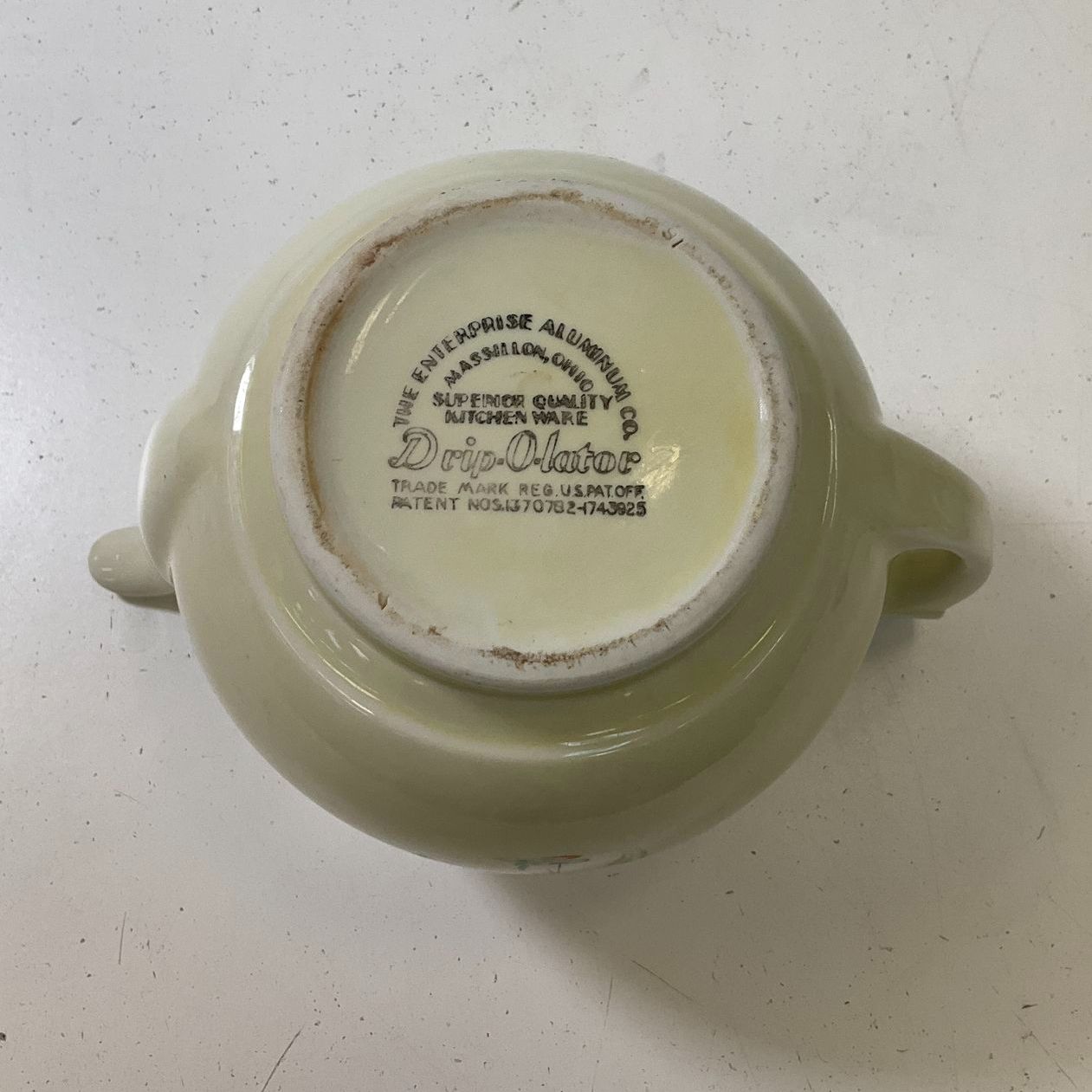 Vintage 1930s Drip O Later Art Deco Crane Birds Ceramic Coffee Pot & Lid UV Glow