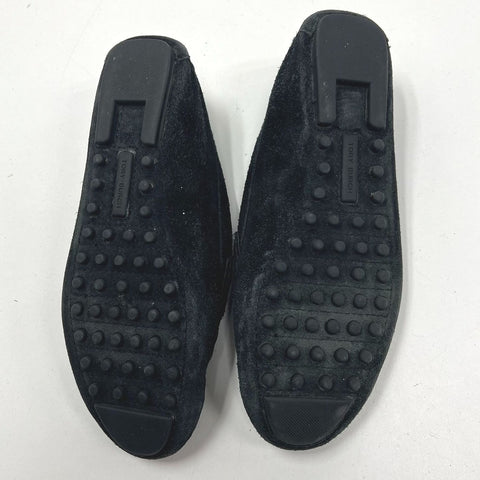 Tory Burch Howell Court Black Suede Gold Logo Driving Loafers Women's Size 7
