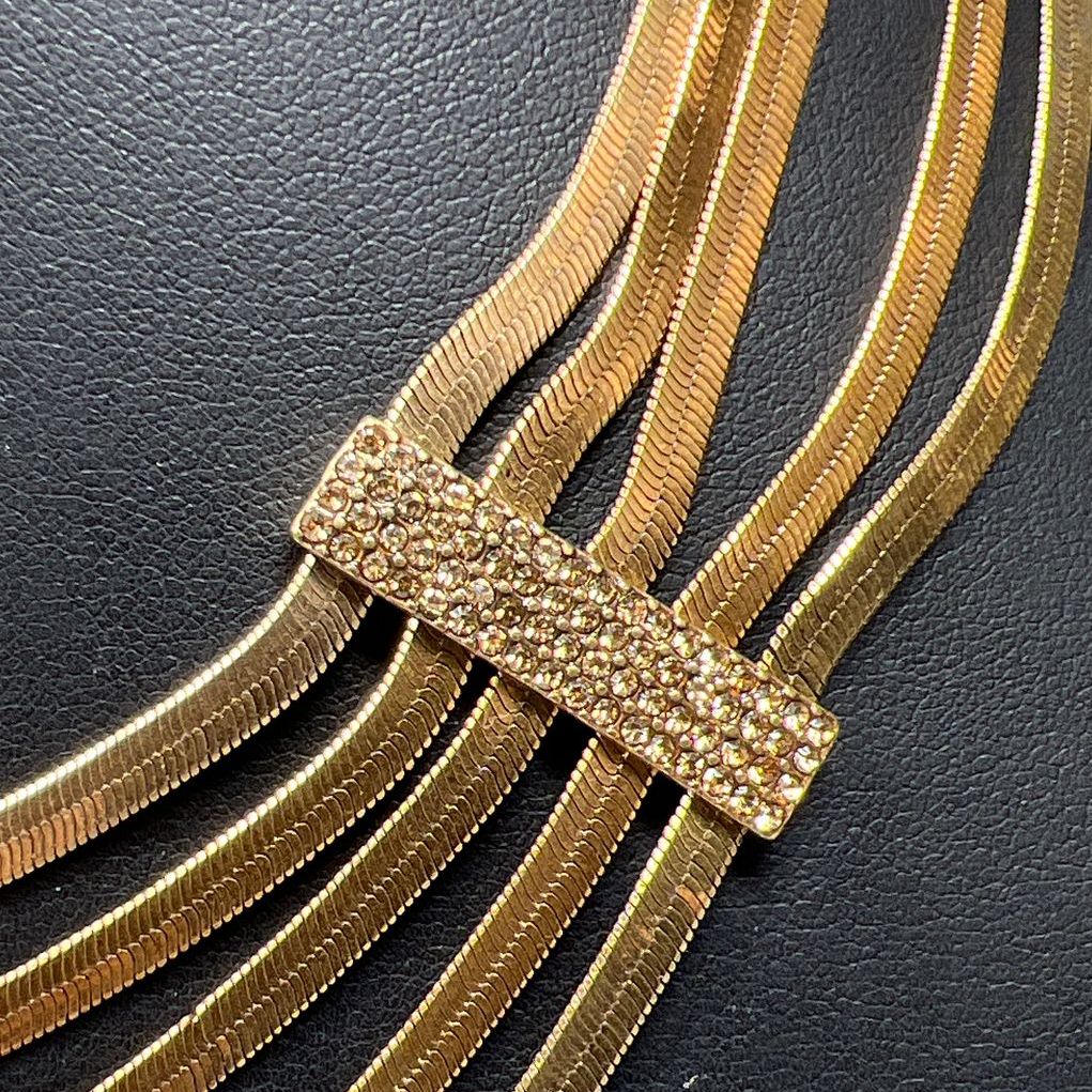 Chico's Rhinestone Multi Flat Chain Necklace