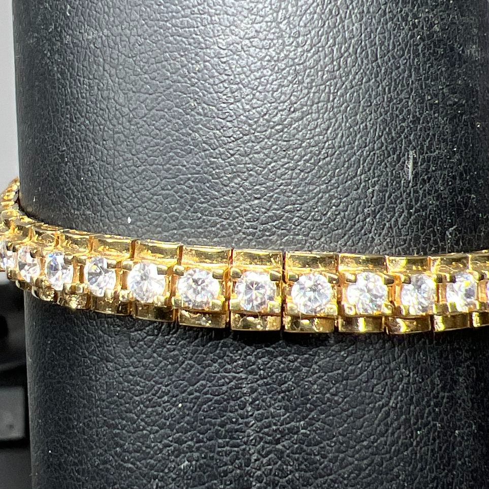 925 Sterling Silver Vermeil CZ Tennis Bracelet