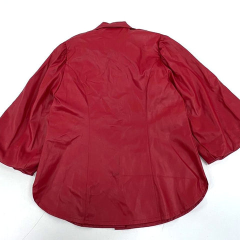NWT NY&C Red Faux Leather Tie Neck Pant Suit Set Women's M Top 10 Pants