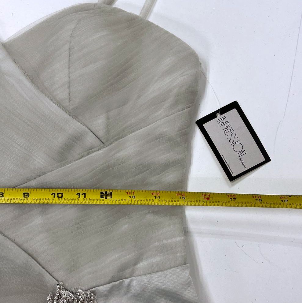 NWT VTG Women's Impressions Bridal Light Grey Polyester Formal Dress - Size 12