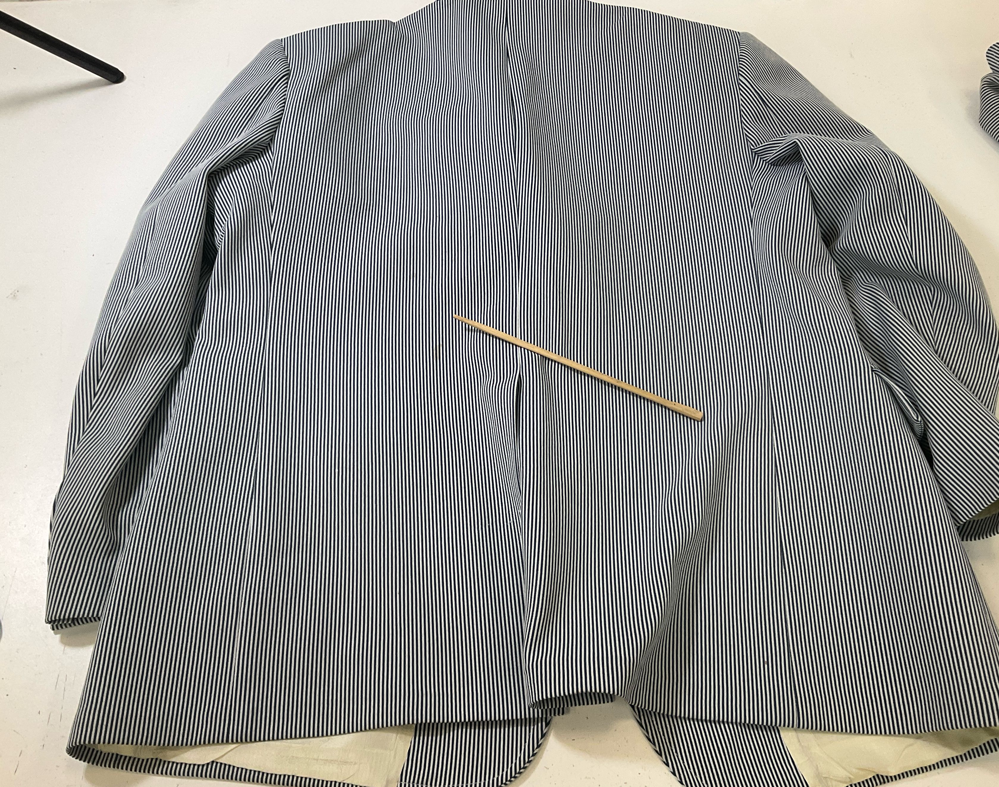 JC Penney Men's Blue & White Stripe 3 Piece Polyester Suit Size XL Vintage 70s