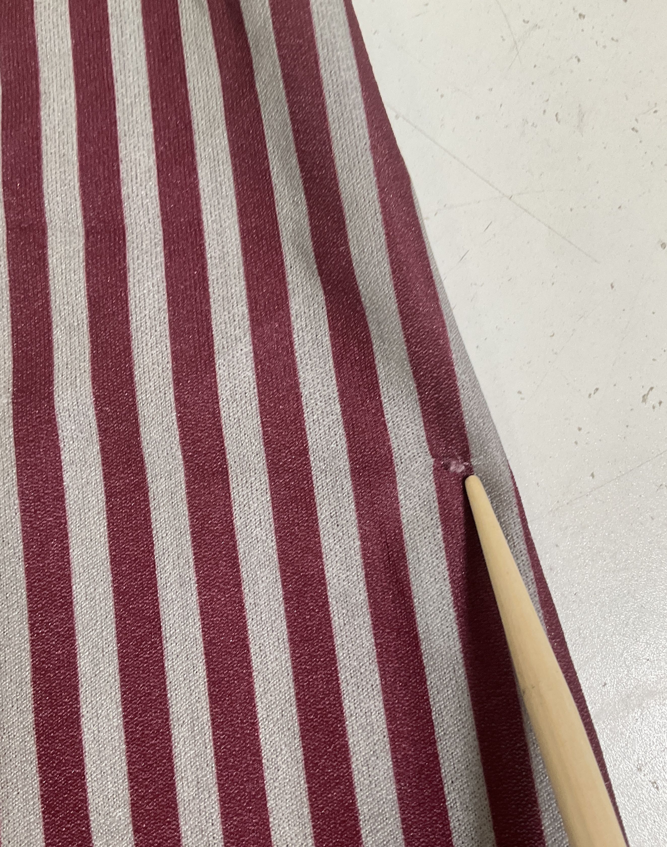 Vintage 70s Grissom Lane Burgundy Stripe Pleated Ruffle Collar Dress Womens