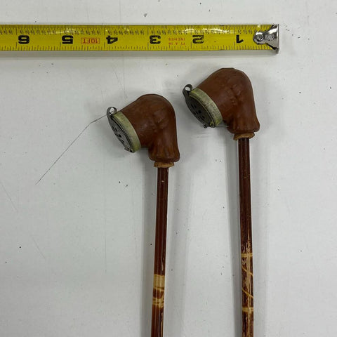 Vintage Lot of 2 Clay Tobacco Pipes Removable Bamboo Stems Lidded Bowls