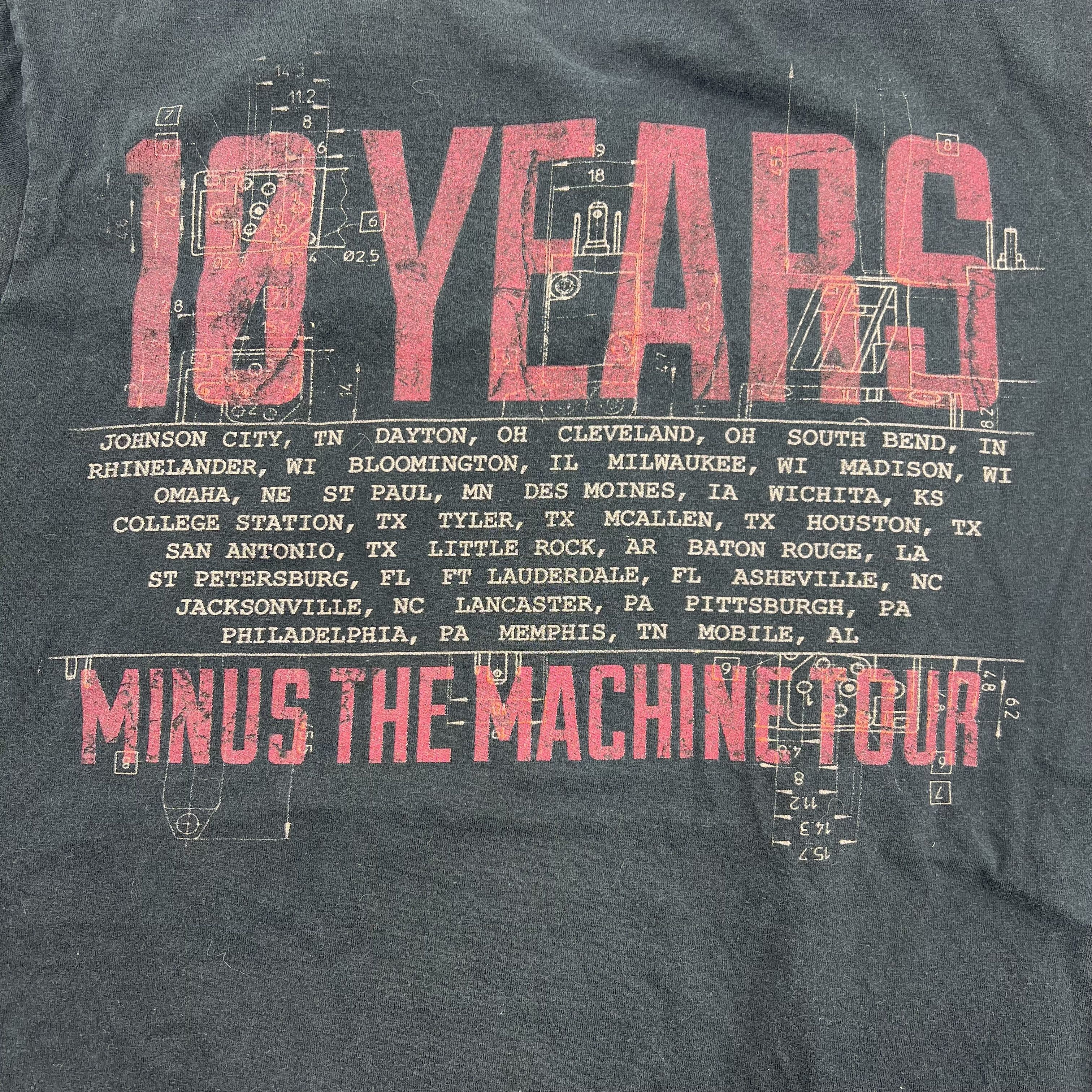 2012 10 Years Minus The Machine Tour T-Shirt Graphic Band Tee Gildan Sz M