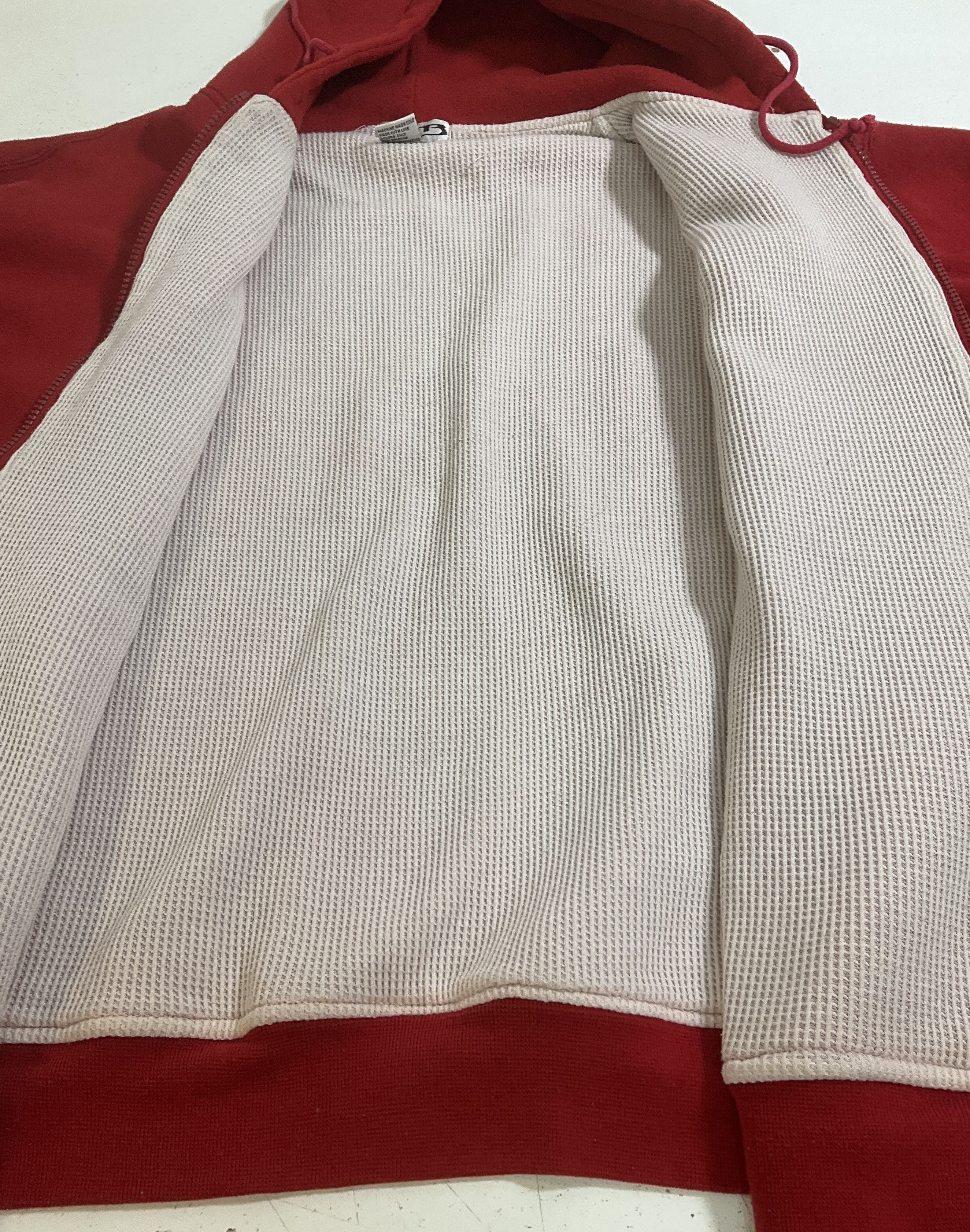 Vintage Y2K JAB Red Thermal Lined Full Zip Hoodie Sweatshirt Men's Size L