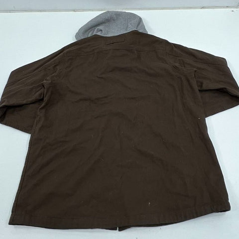 Duluth Trading Brown Fire Hose Flannel Lined Hooded Shirt Jac Jacket Mens XL