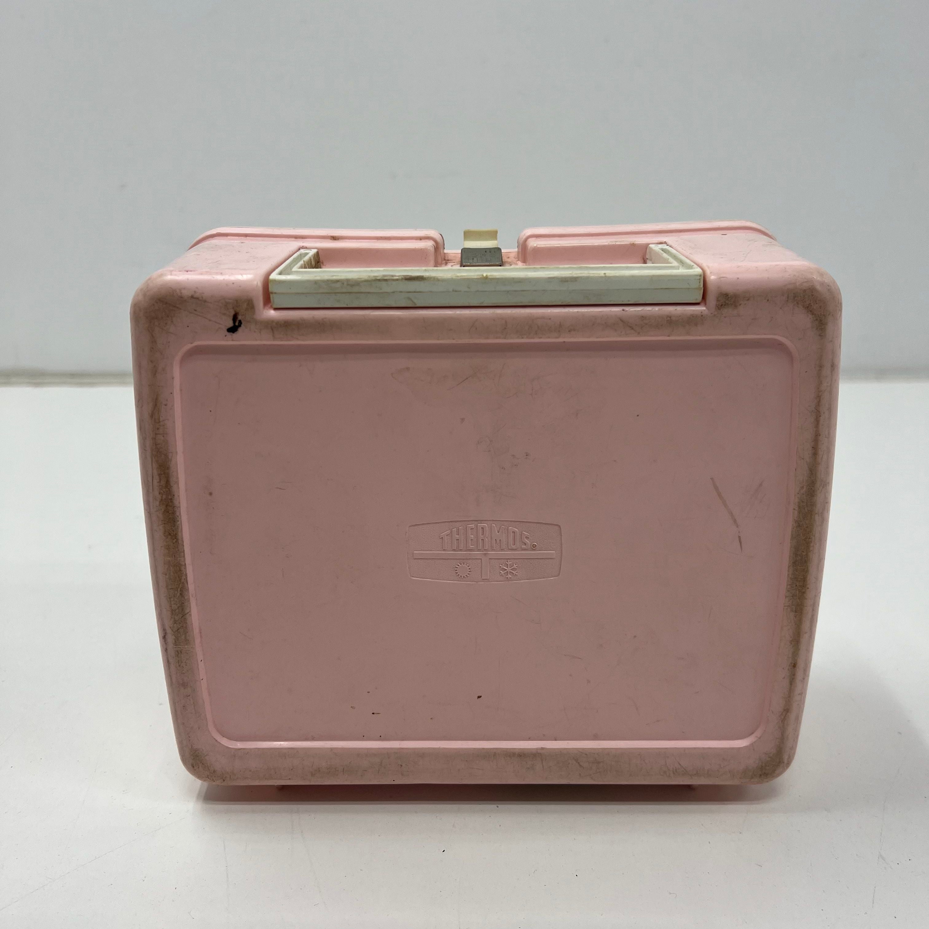 Vintage 80s Thermos Smurfette Pink Plastic Lunchbox with Yellow Smurf Thermos