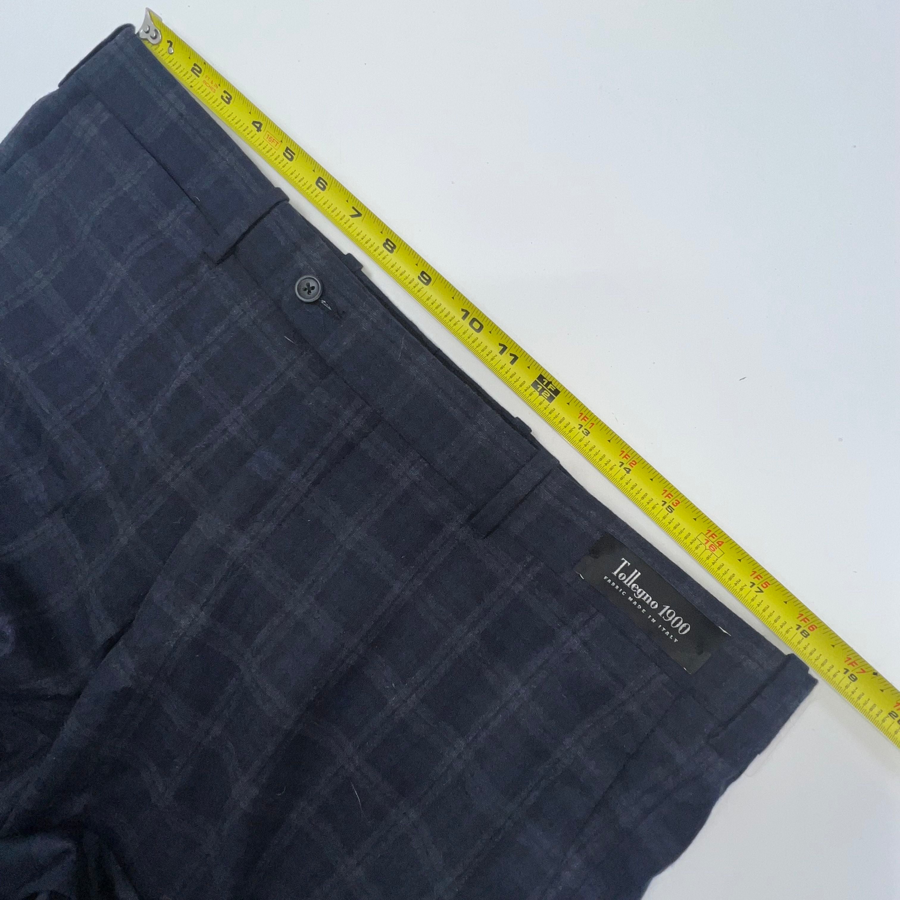 NWT Bullock & Jones Cade Blue Wool Plaid Slacks Pants - Size 38R Tollegno 1900
