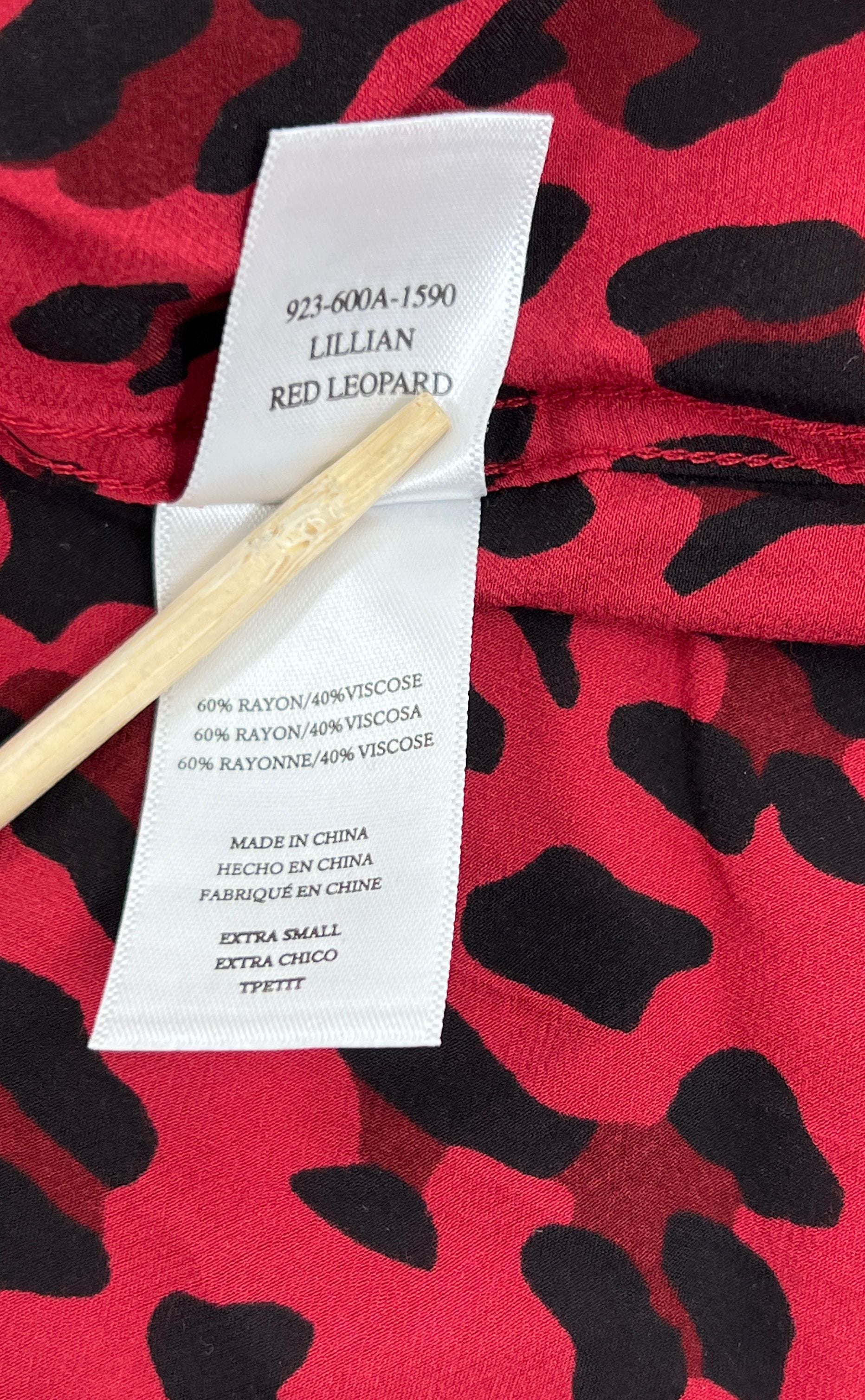 NWT Women's Rails Red Leopard Long Sleeve Button Up Blouse Top - Size XS