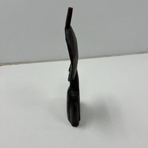 Vintage Handcrafted African Wood Bust Beaded Mask Sculpture South Africa 15"