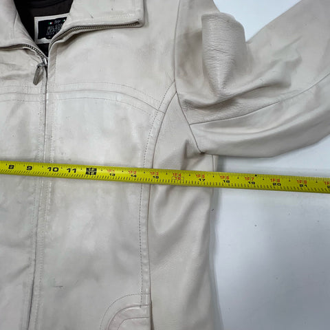 Vintage Y2K Wilsons Leather Cream Italian Moto Jacket Thinsulate Womens S