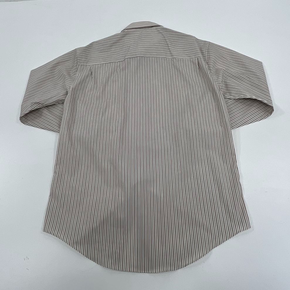 VTG Men's Yves Saint Laurent Beige Striped Long Sleeve Button Up - Size 32-33
