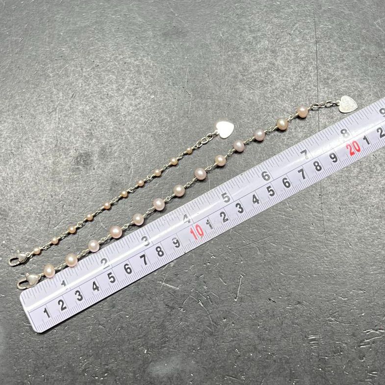 Pink Pearl & Sterling Silver Mother & Daughter Child Matching Bracelets