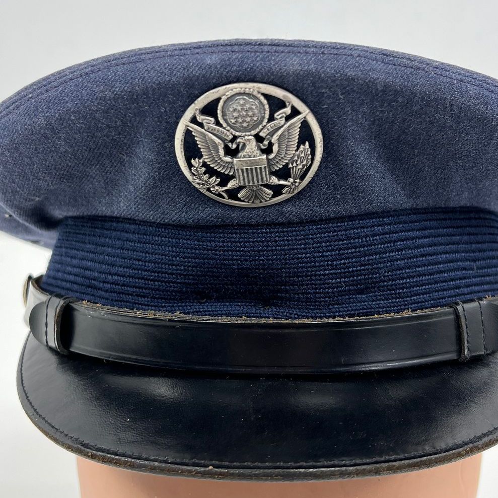 Collectible Vintage Blue & Black US Military Officer Uniform Hat 7 1/3 HL