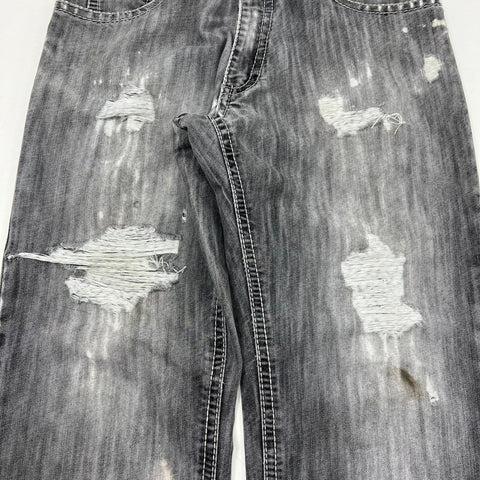 Vintage Y2K Southpole Gray Faded Distressed Baggy Wide Leg Skater Jeans Men's 32