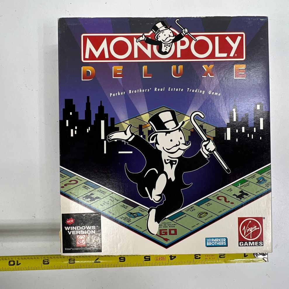 Vintage 1992 Monopoly Deluxe PC Big Box Game Windows 3.5 5.25 Floppy Disks