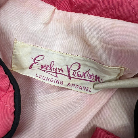 Vintage 50s Evelyn Peters Quilted Bed Jacket Frog Closure Asian Style Loungewear