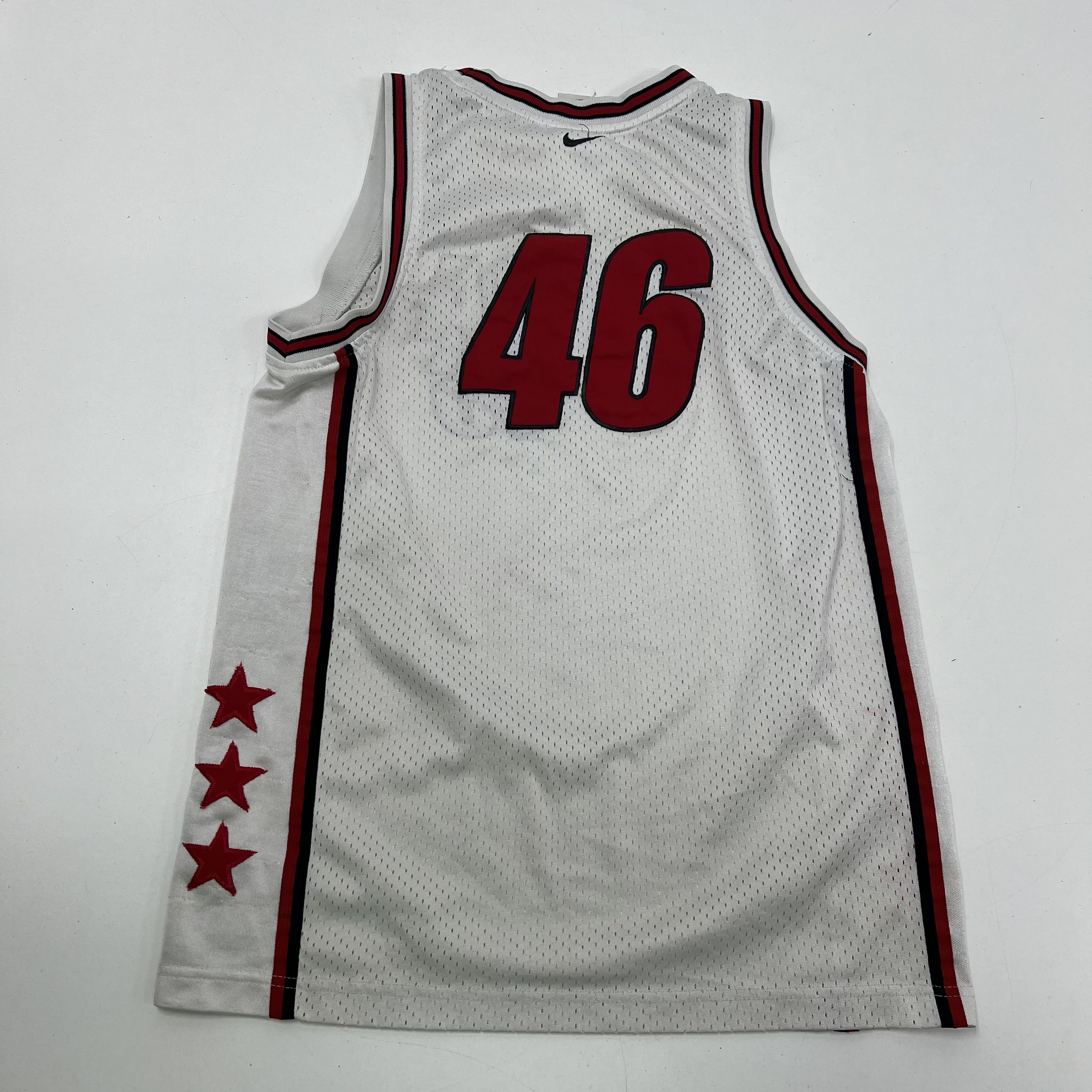 Vintage Nike White Red NBA #46 Mesh Basketball Jersey Boy's L (16-18)